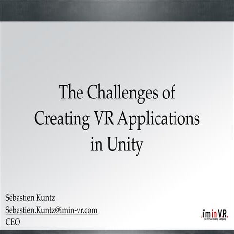 SAE AR/VR - The challenges of creating a VR application with Unity