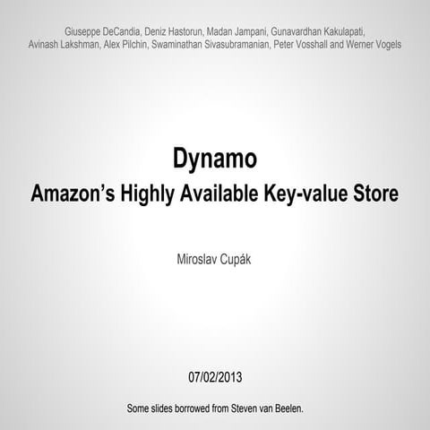 Dynamo Amazon’s Highly Available Key-value Store