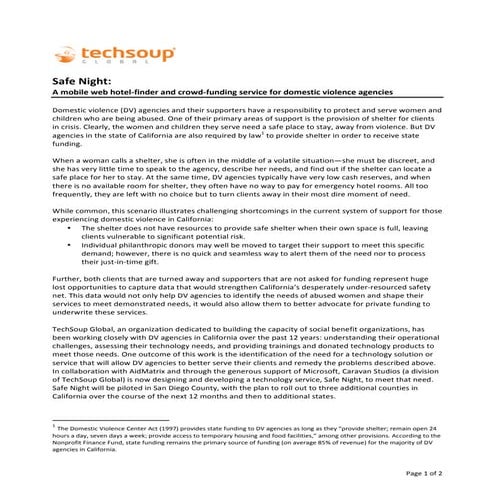 Safe Night Concept Paper