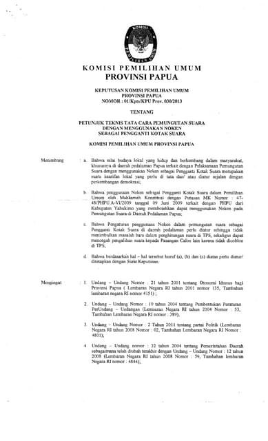 Keputusan KPU khusus Propinsi Papua