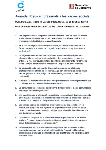 Decàleg 'Riscs empresarials a les x...