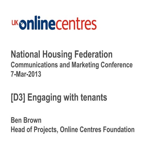 Nat Fed Comms and Marketing Conference  - Engaging with Tenants