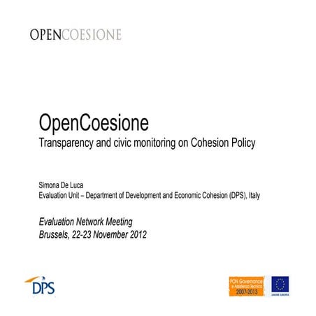OpenCoesione: Transparency and civic monitoring on Cohesion Policy