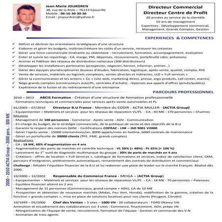 CV Jourdren Directeur centre de profit | DOC