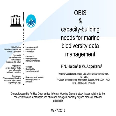 OBIS & capacity-building needs for marine biodiversity data management