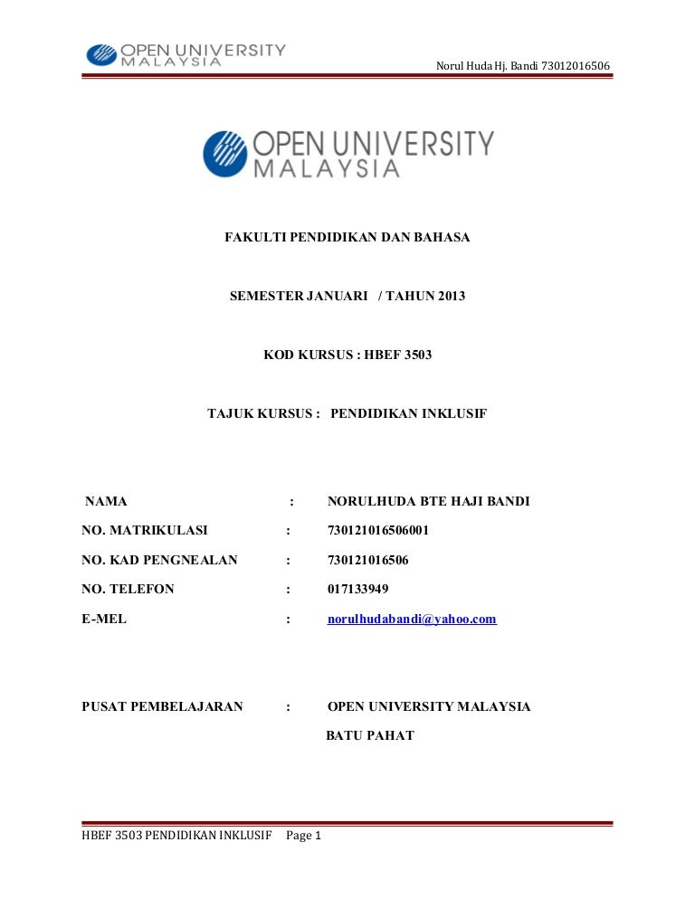 201305290659 Hbef 3503 730121016506 Norulhuda Aktiviti 1