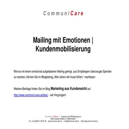 Emotionales Mailing | Kundenmobilisierung