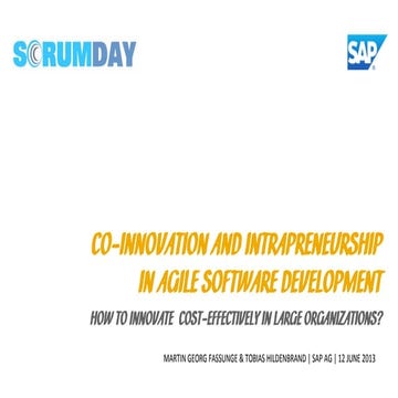 Scrum Day 2013 - Co-Innovation and Intrapreneurship