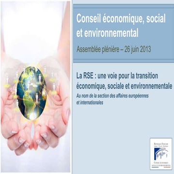 La RSE comme outil de la transition économique, sociale et environnementale -...