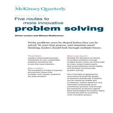 201306 Five Routes to more Innovative Problem Solving   MCK