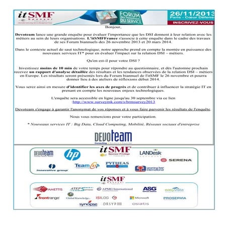 Enquête ITSM DEVOTEAM