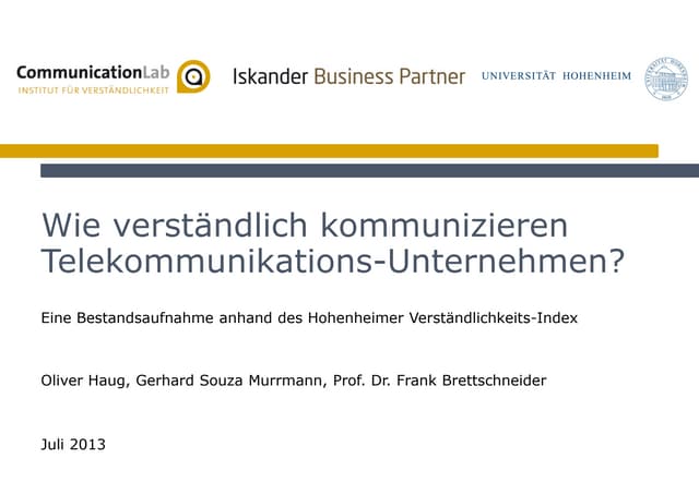 IBP_Studie_Wie verständlich kommunizieren Telekommunikations-Unternehmen?