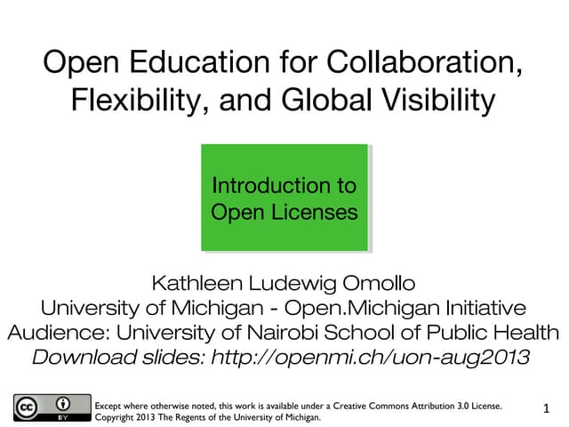 UON SPH OER Workshop - Intro to Open Licenses