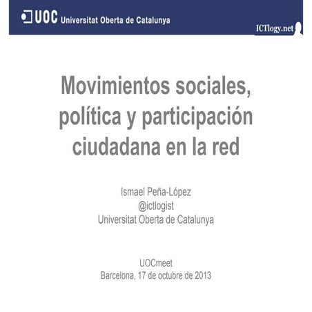 Movimientos sociales, política y participación ciudadana en la red