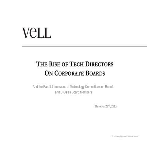 Technology Directors on Corporate Boards October 2013