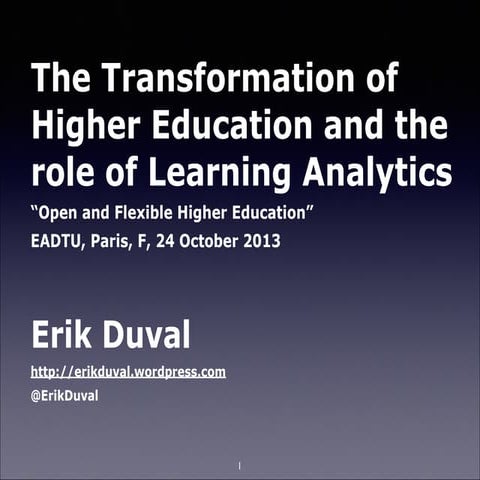 Learning Analytics and Higher Education