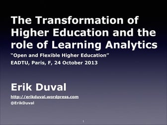 Learning Analytics and Higher Education