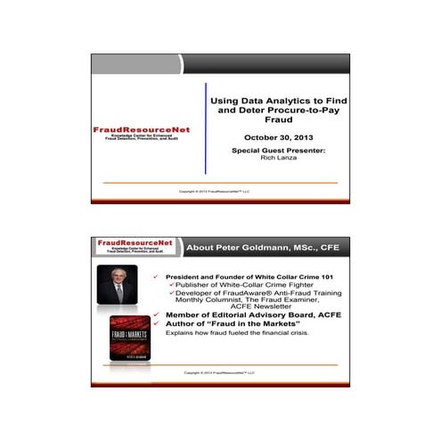 Using Data Analytics to Detect and Deter Procure to Pay Fraud | PDF