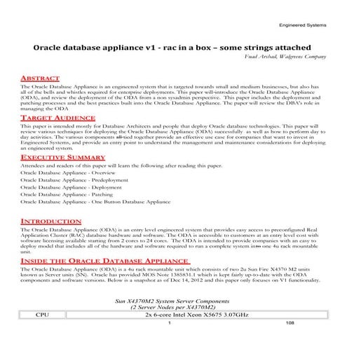 Oracle Database Appliance - RAC in a box Some strings attached 