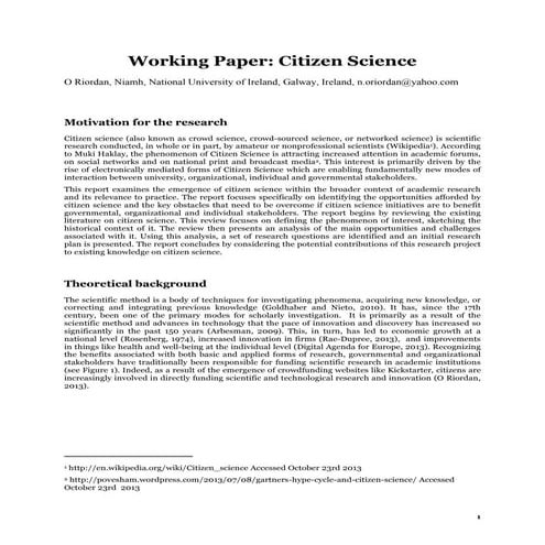 An initial exploration of Citizen Science