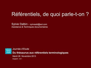 Référentiels, de quoi parle-t-on ? (2013)
