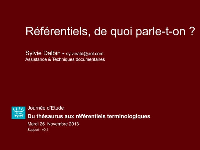 Référentiels, de quoi parle-t-on ? (2013)