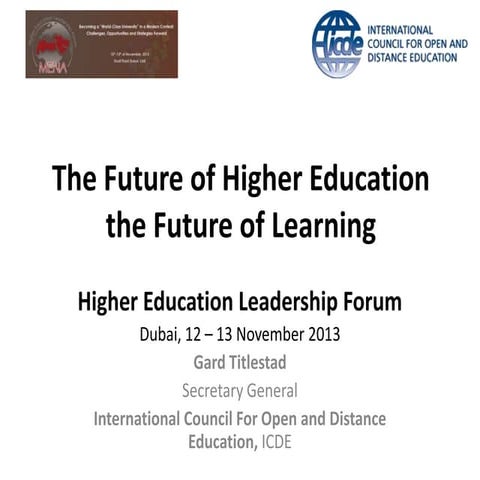 The Future of Higher Education, the Future of Learning