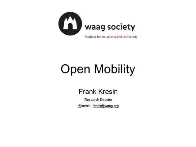 Open Mobility - the case for CitySDK