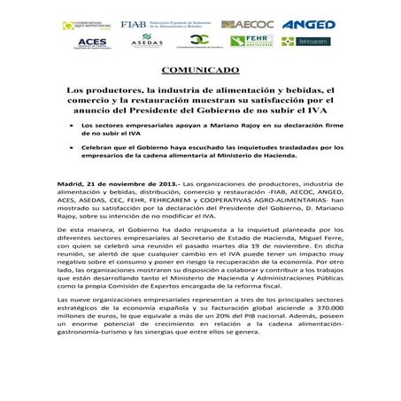 Los productores, la industria de alimentación y bebidas, el comercio y la res...