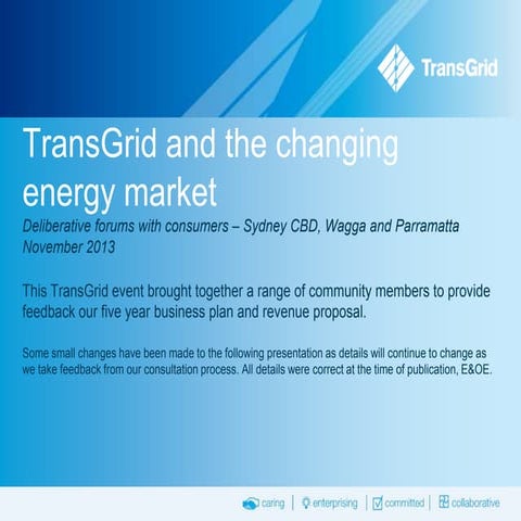 20131127   Presentation - TransGrid Deliberative Forums