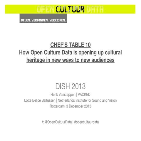 DISH 2013 Chef's Table - Open Cultuur Data