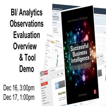 BI Analytics Overview Observations and Demo for Entrisik, Domo and Tableau