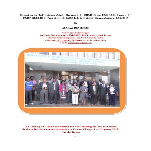 Report on UNDP LDCF GEF ToT  training held on 1 - 10 January 2015 Nairobi Kenya