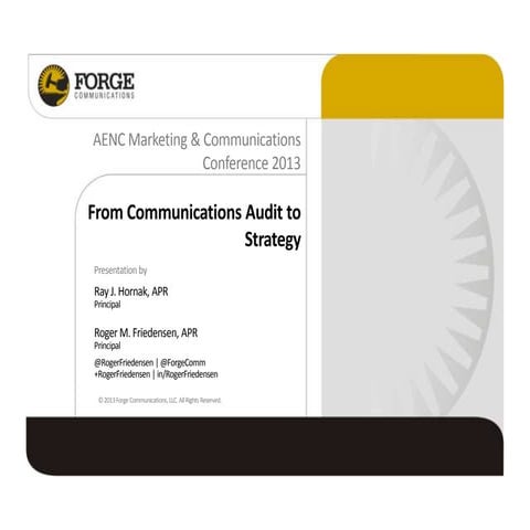 2013 aenc from communications audit to strategy mcc