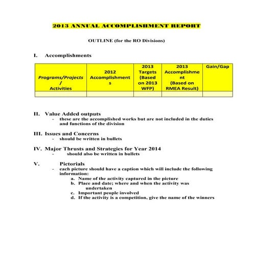 2013 annual accomplishment report | DOC