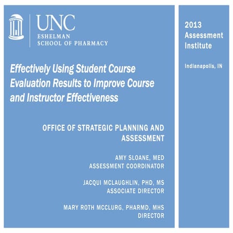 2013 Assessment Institute, UNC ESOP presentation