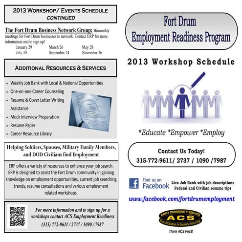 2013 Employment Readiness class schedule