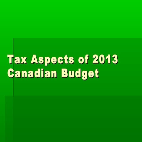 2013 Federal Budget - Canada