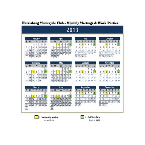 2013 Club Calendar | PPT