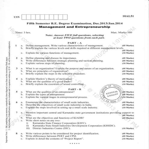 5th Semester Mechanical Engineering (2013-December) Question Papers