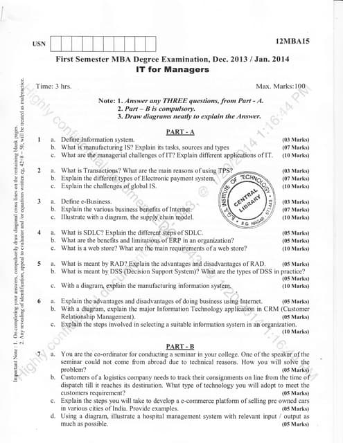 1st Semester MBA (Dec-2013) Question Papers