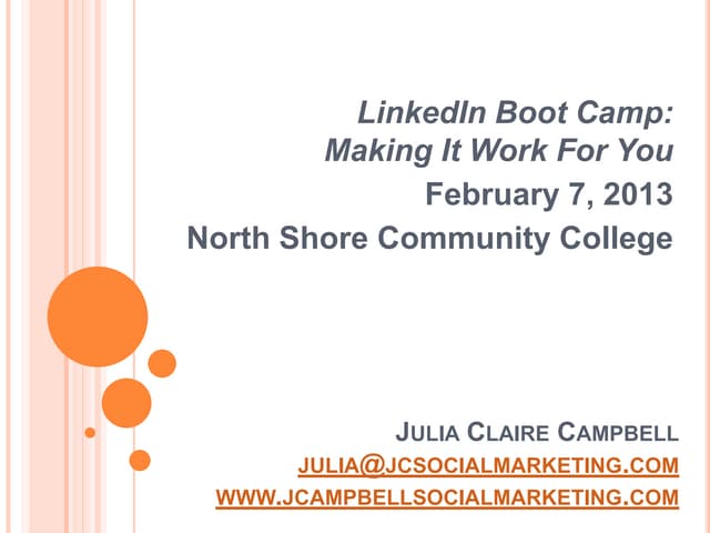 LinkedIn Boot Camp - North Shore Community College