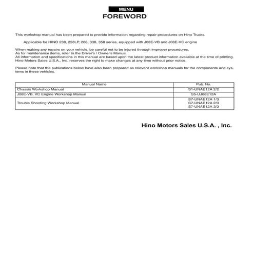 2013 hino 258 lp series truck service repair manual