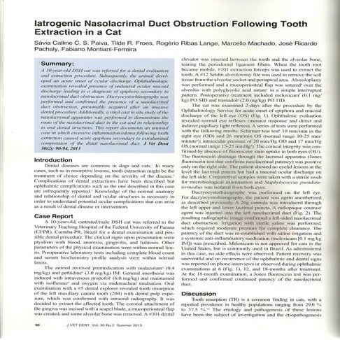 2013 iatrogenic nasolacrimal duct obstruction following tooth ...