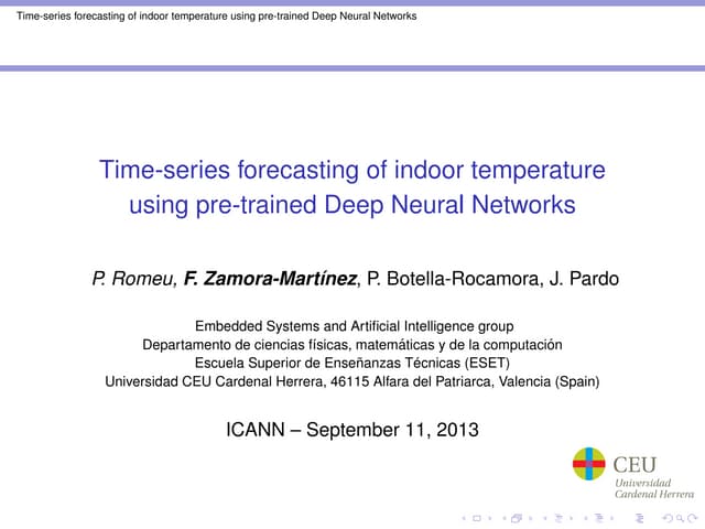 Time-series forecasting of indoor temperature using pre-trained Deep Neural N...