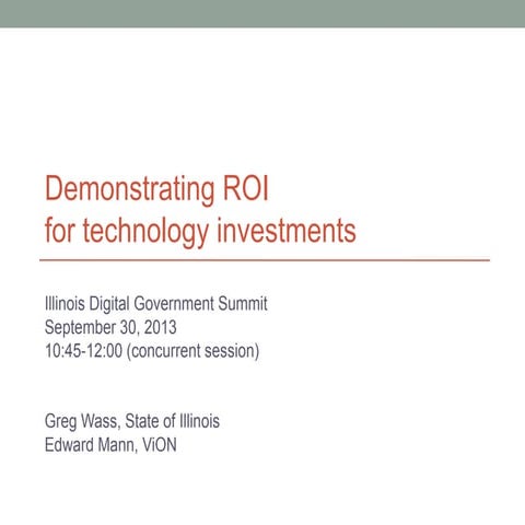 Demonstrating ROI for Technology Investments 9.30.13