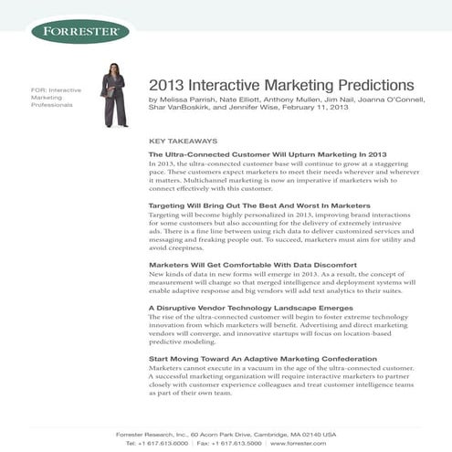 Forrester's 2013 Interactive Marketing Predictions