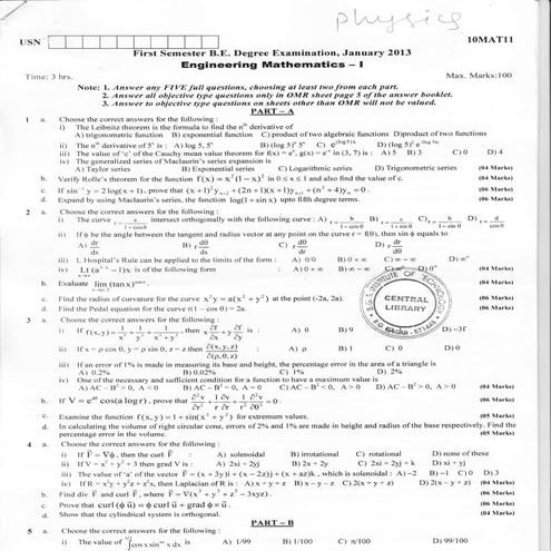 Physics  Stream (2013-January) Question Papers  