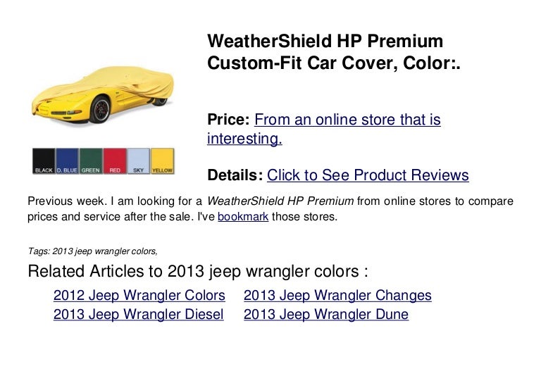 2013 Jeep Wrangler Colors