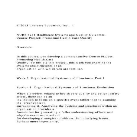 © 2013 Laureate Education, Inc.   1  NURS 6231 Healthcar.docx